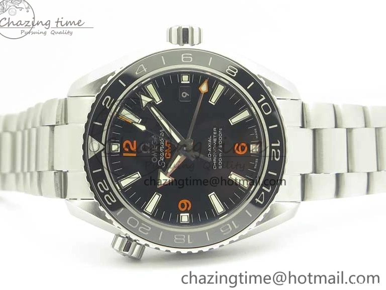 0306 Planet Ocean 600M Co-Axial GMT 43.5mm VSF 1:1 Best Edition Black Dial Orange Markers on SS Bracelet A8605 Super Clone Elegant 8024